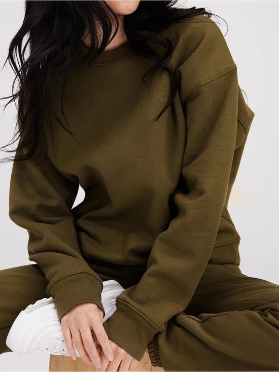 girlfriend collective Sweaters - Girlfriends Collective 50/50 Crew Neck Pullover Sweatshirt in Forest
